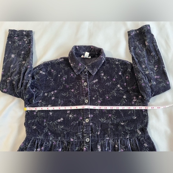 Talbots Black corduroy maxi/midi length dress long sleeve button up women 14P - Picture 6 of 10